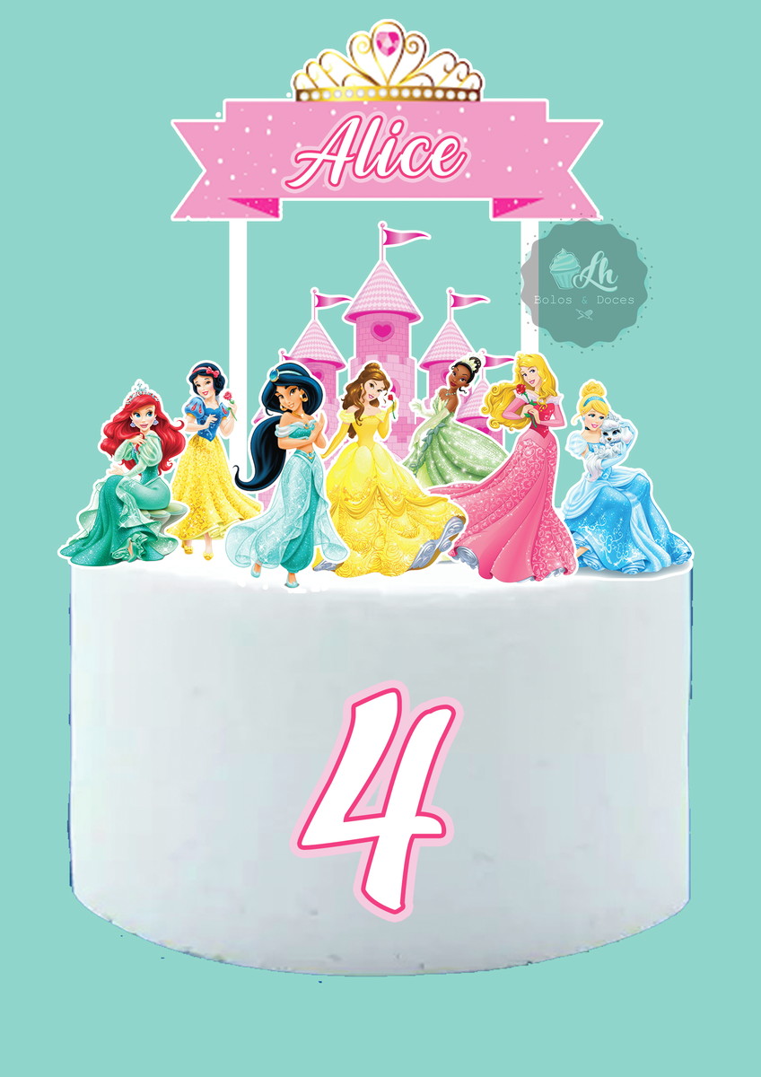 Arquivo Digital Topo de Bolo Princesas Disney #1 Pdf/jpg - Imagem 3
