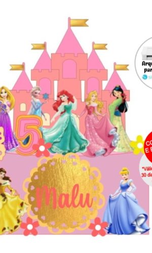Arquivo de Corte Topo de Bolo Princesas Disney