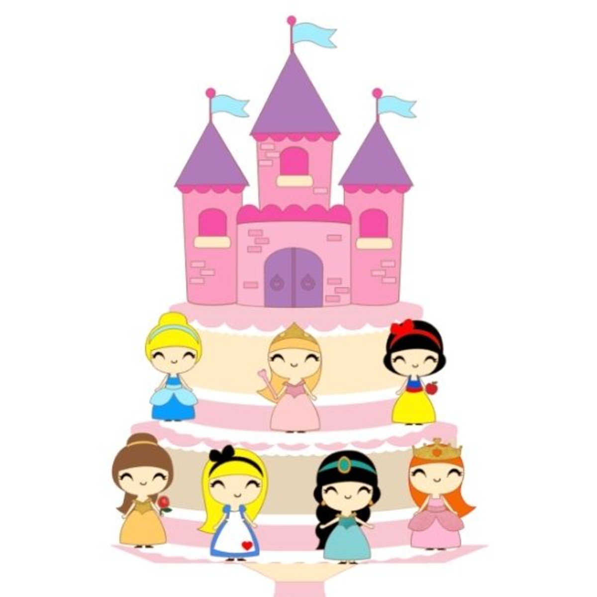 Arquivo de corte Topo de bolo Princesas EM CAMADAS COD:1109