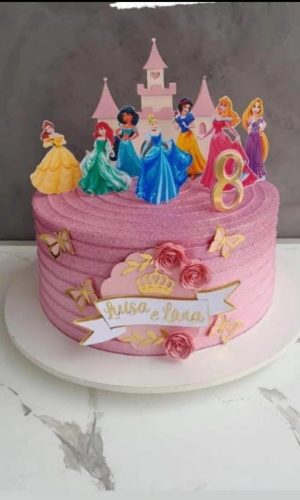 Arquivo de Corte Topo de Bolo Princesas Logo Faixa