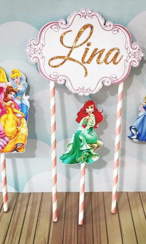 Arquivo de Corte Princesas Disney Topo de Bolo Personalizado
