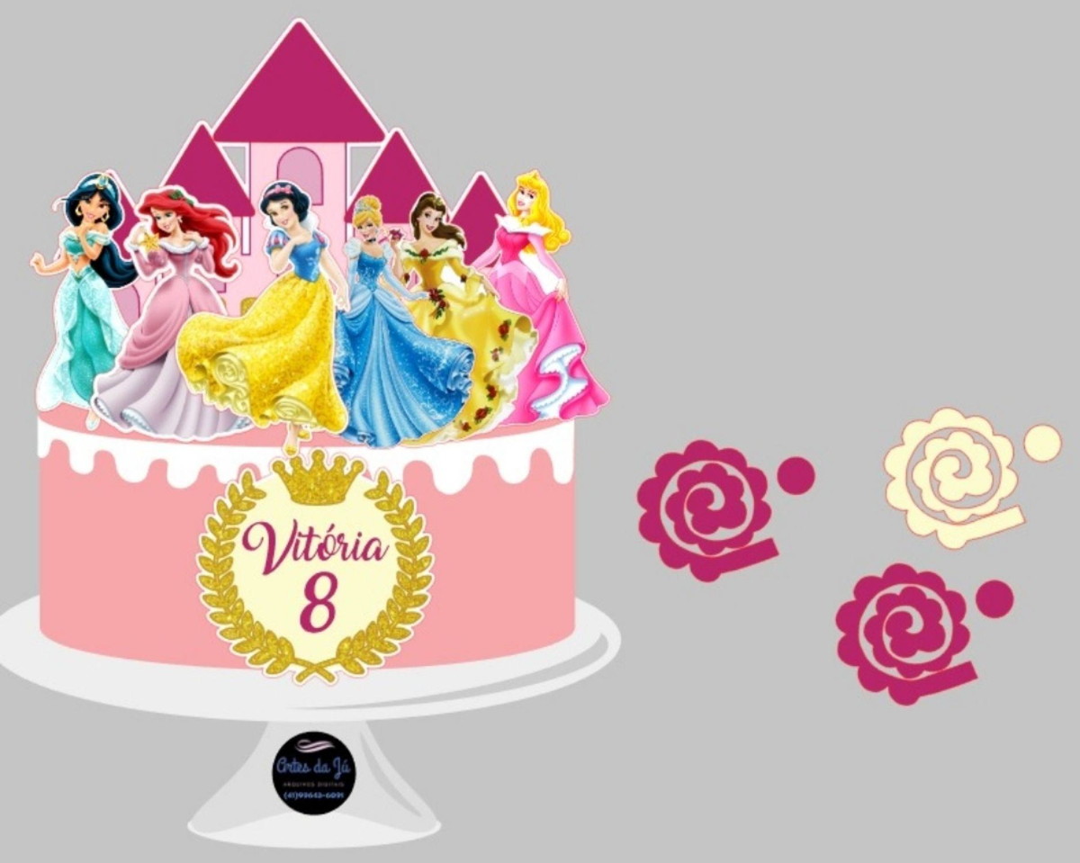 Arquivo de Corte : Topo de Bolo Princesas