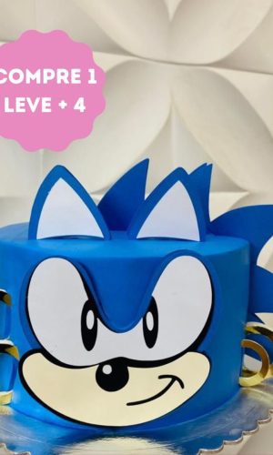 Arquivo de Corte Topo de Bolo Rosto do Sonic em Camadas