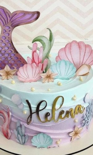 Arquivo de Corte: Topo de Bolo Sereia Aquarela 1