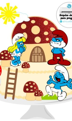 Arquivo de Corte Topo de Bolo Smurfs