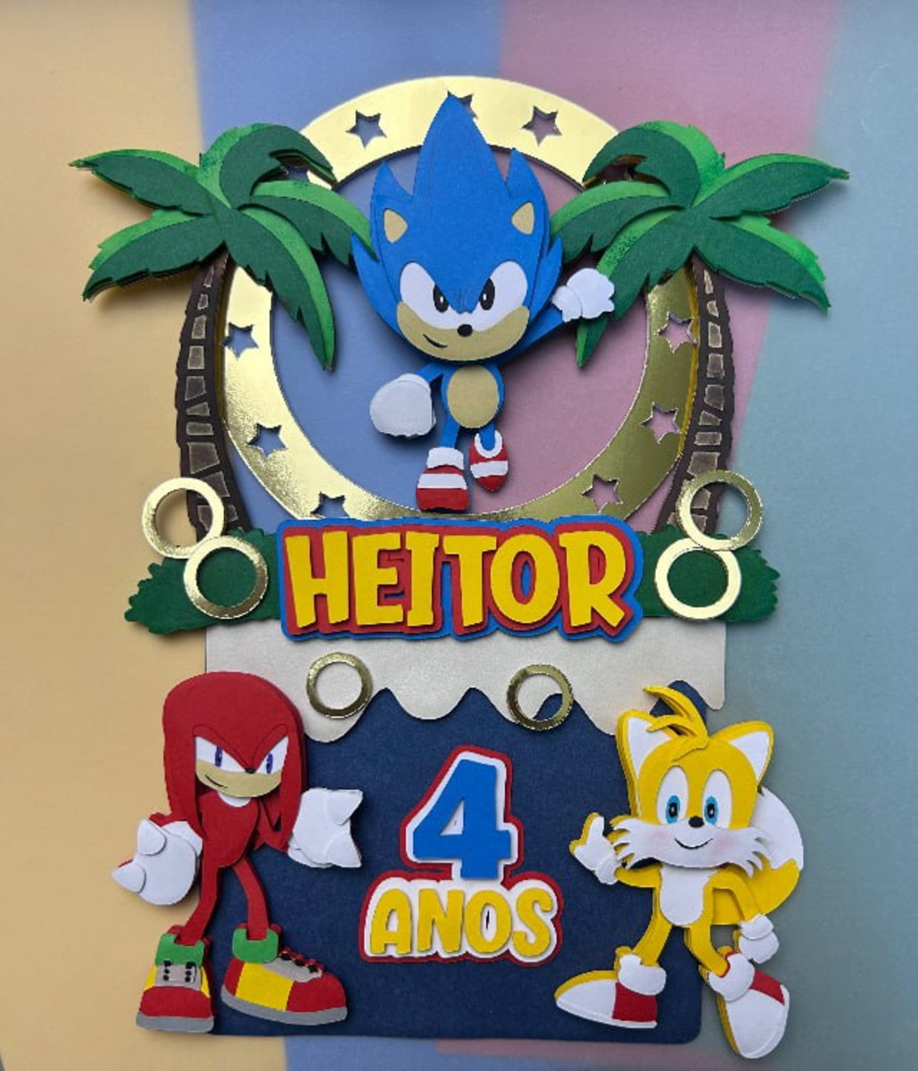 Arquivo de Corte Topo de Bolo Sonic 01 Camadas