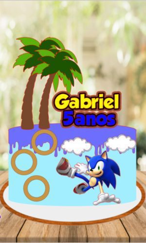 Arquivo de Corte topo de bolo Sonic 05 - Studio e PDF
