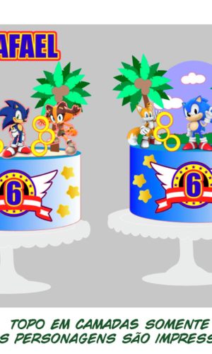 Arquivo de Corte Topo de Bolo Sonic 4 + Brinde