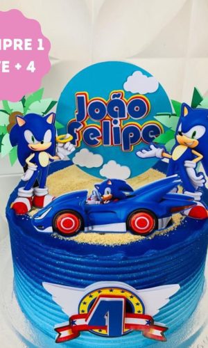 Arquivo de Corte Topo de Bolo Sonic com Carro