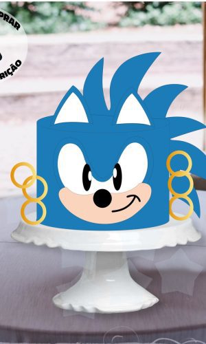 Arquivo de corte topo de bolo Sonic em camadas