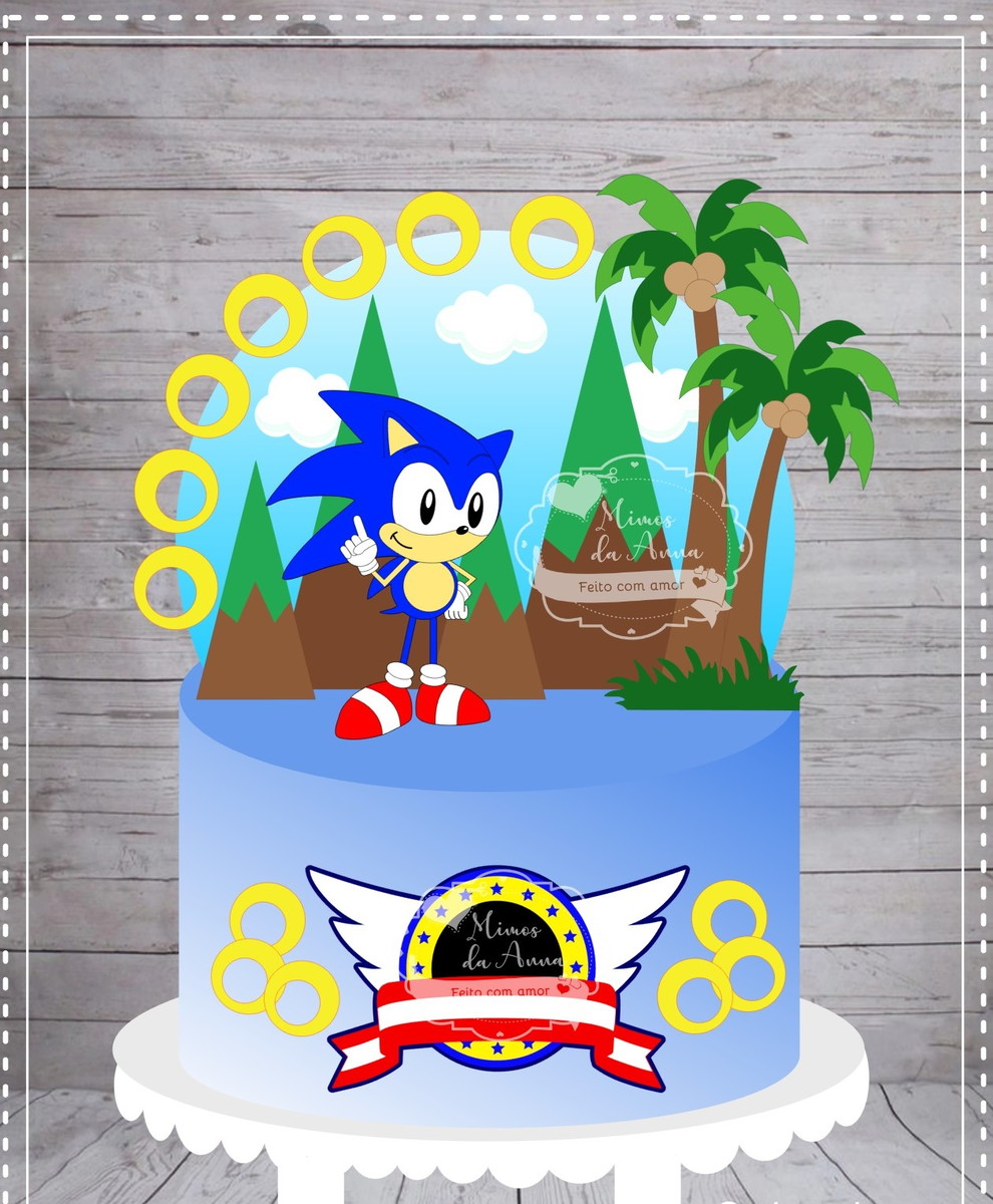 Arquivo De Corte Topo De Bolo Sonic Em Camadas