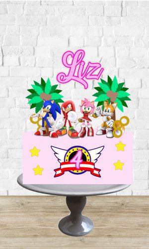 Arquivo de Corte Topo de Bolo Sonic Menina