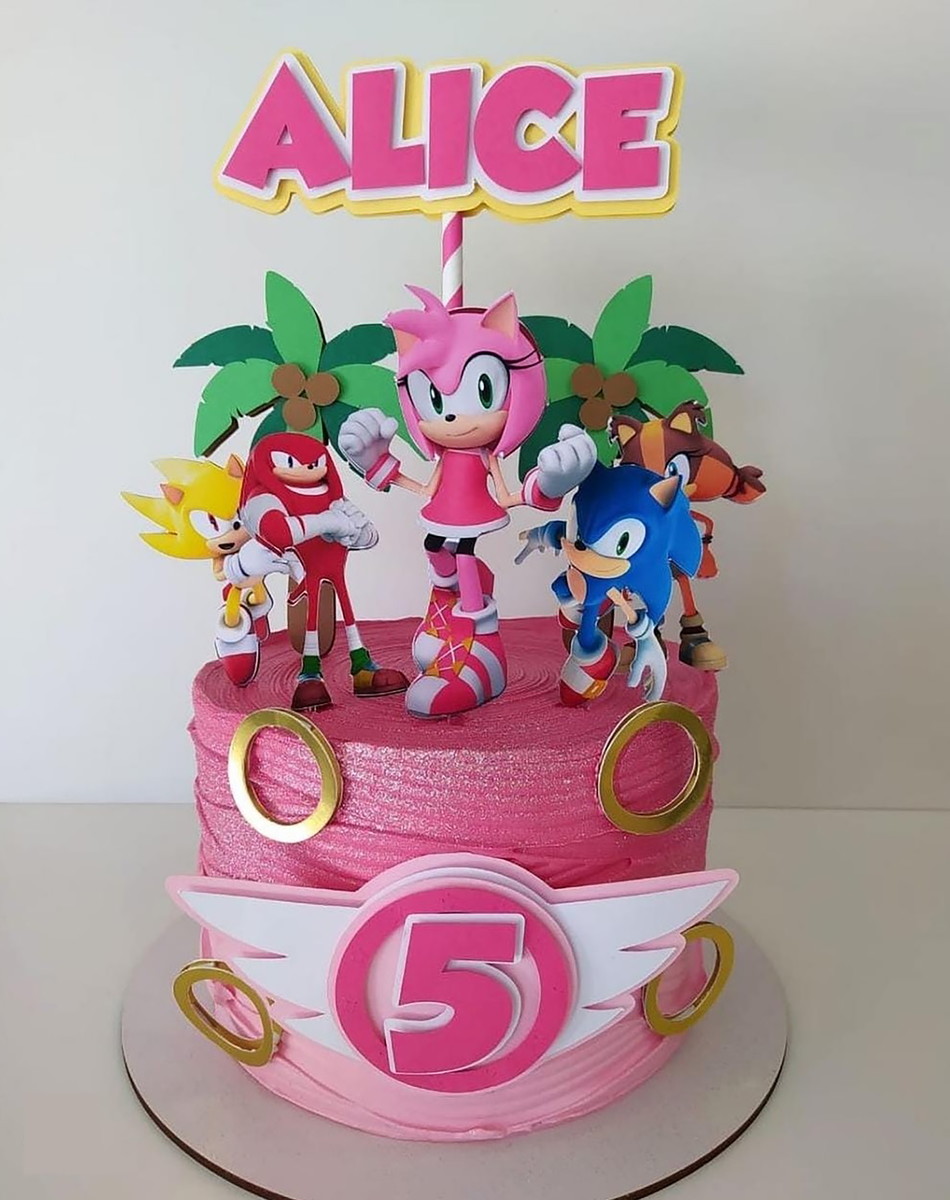 Arquivo de Corte: Topo de Bolo Sonic Rosa 007