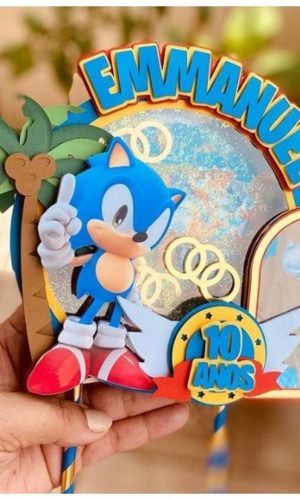 Arquivo de Corte Topo de Bolo Sonic Studio + Brinde