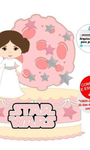 Arquivo de Corte Topo de Bolo Star Wars - Princesa Leia