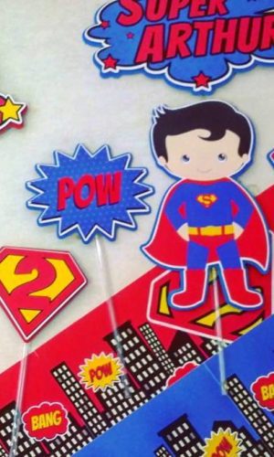 Arquivo de Corte: Topo de Bolo Super Girl e Super Man 010