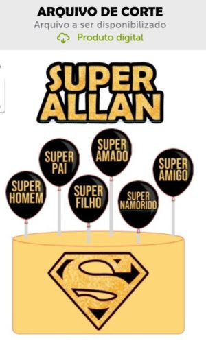 Arquivo de Corte Topo de Bolo Super Homem Dourado