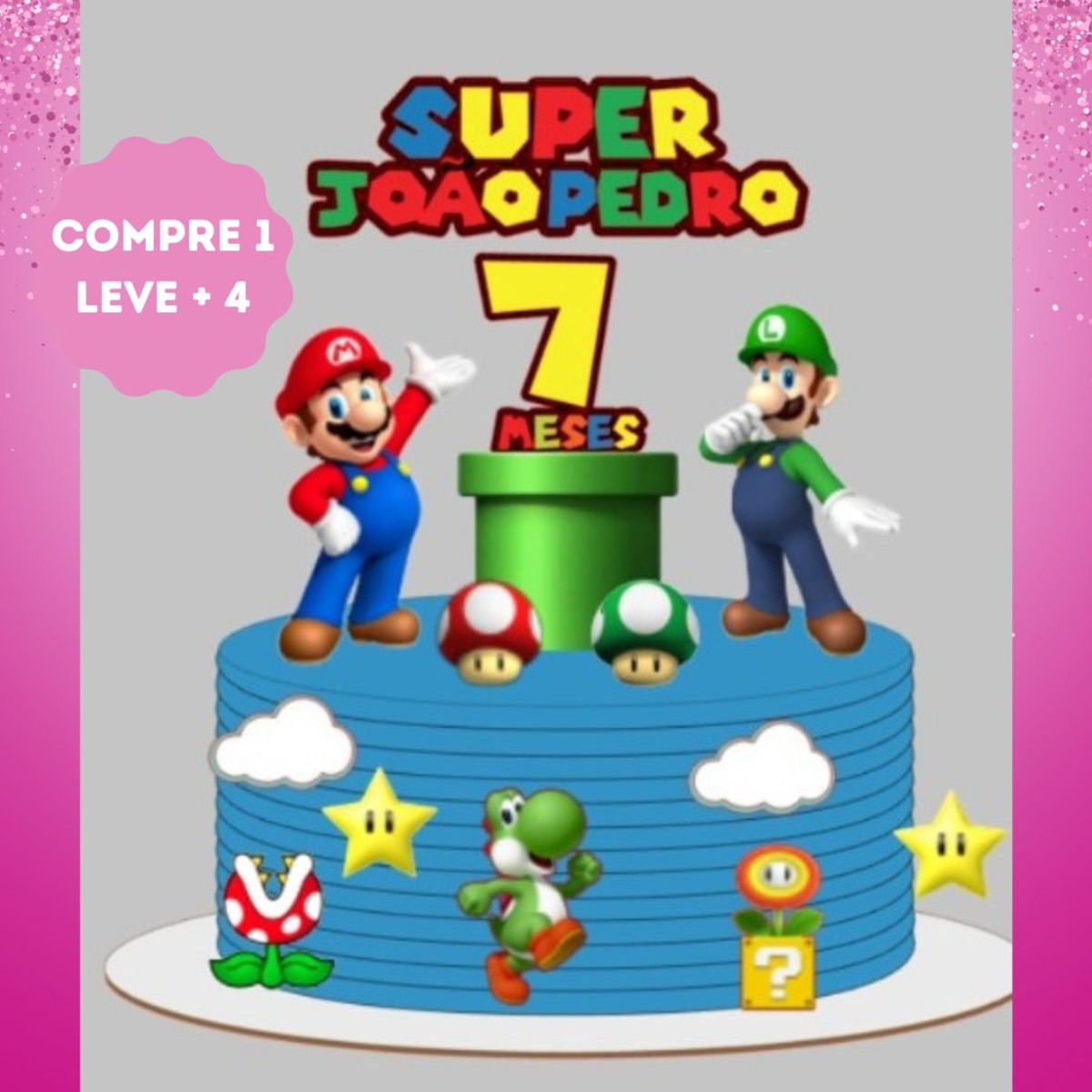 Arquivo de Corte Topo de Bolo Super Mario Bros
