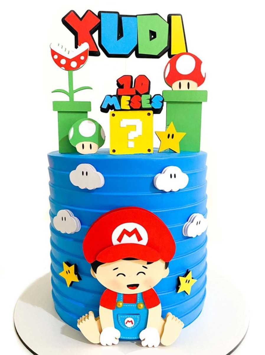 Arquivo de Corte Topo de Bolo Super Mario em Camadas 1565