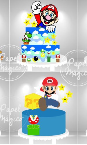 Arquivo de Corte Topo de Bolo Super Mario em Camadas 6 Topos