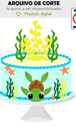 Arquivo de Corte Topo de Bolo Tartaruga