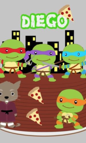 Arquivo de Corte Topo de Bolo Tartarugas Ninjas em Camadas
