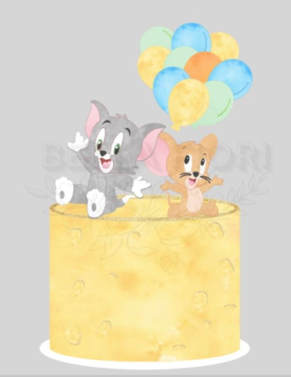 Arquivo de Corte Topo de Bolo Tom e Jerry Camadas - Bf