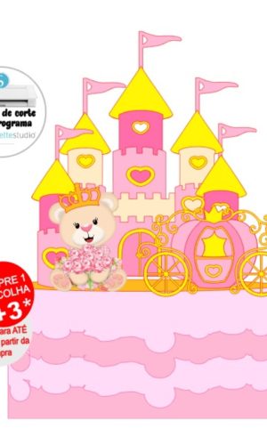 Arquivo de Corte Topo de Bolo Ursinha Princesa