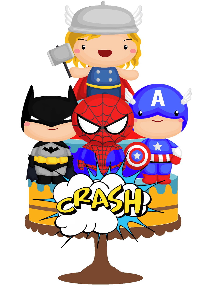 10 Arquivos Por R$ 10,00 Topo de Bolo Vingadores Cute - Imagem 2