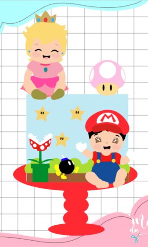 Arquivo de Corte: Topo Princesa Peach e Mario Bros Baby 013