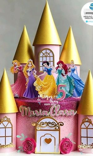 Arquivo de Corte: Topo Princesas Disney + Castelo 3d 007
