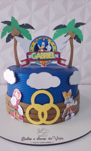 Arquivo De Corte - Topper De Bolo Sonic Em Camadas