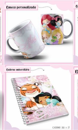 Arquivo Digital Etiqueta Escolar Princesas pdf Png