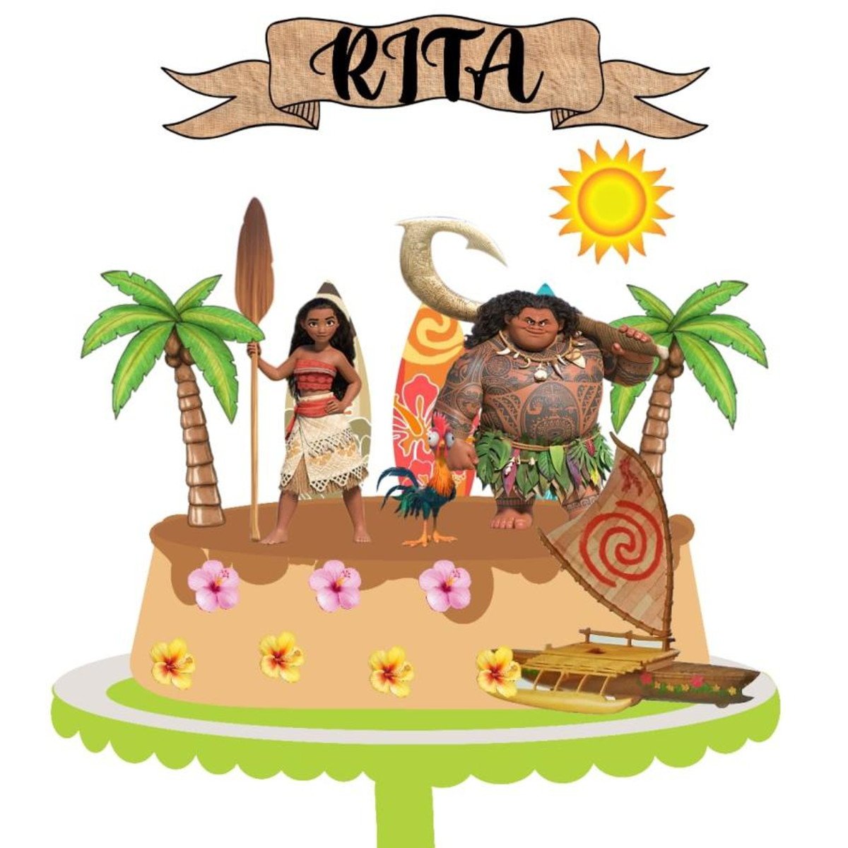 Arquivo Digital Kit Topo de Bolo Moana - Imagem 4