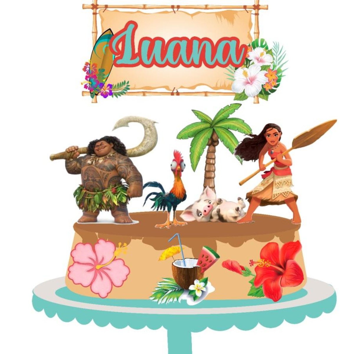 Arquivo Digital Kit Topo de Bolo Moana - Imagem 5