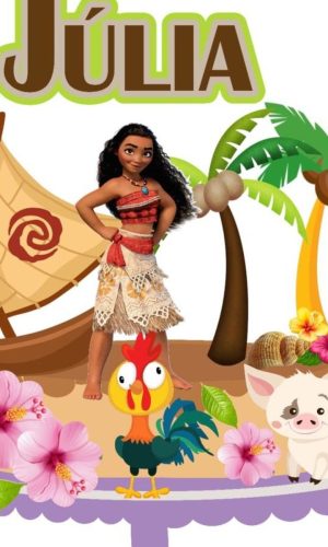 Arquivo Digital Kit Topo de Bolo Moana