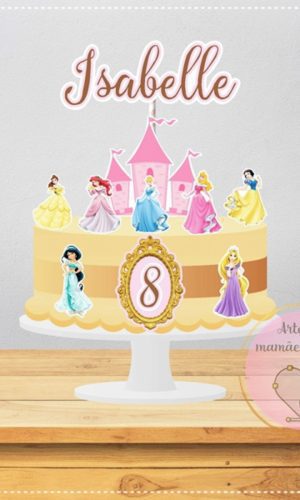 Arquivo Digital para corte topo de bolo Princesas