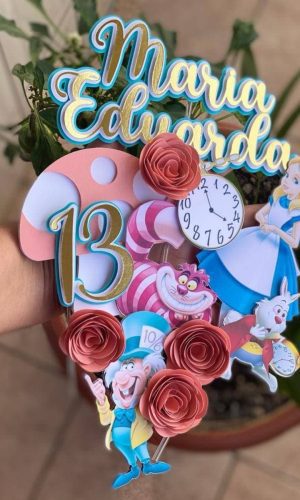 Arquivo CORTE topo de bolo ALICE CAMADAS+1 DE BRINDE