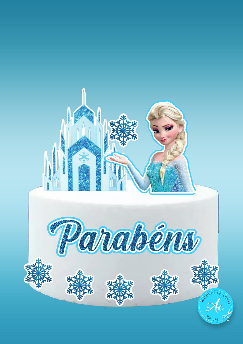 Arquivo Digital Topo de bolo Frozen #3 PDF/JPG - Imagem 3