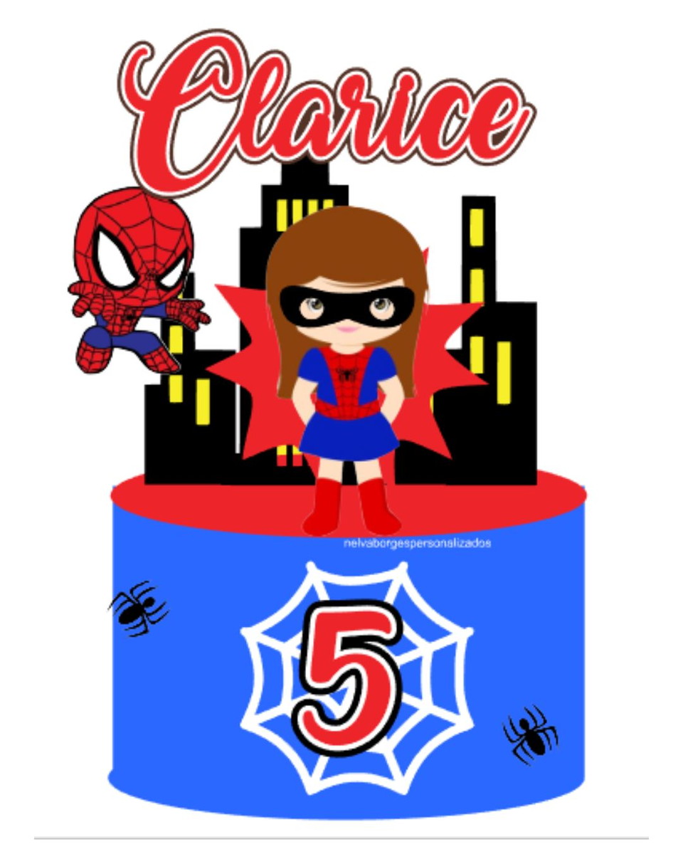 Arquivo Digital Topo de Bolo Homem Aranha Menino e Menina - Imagem 2