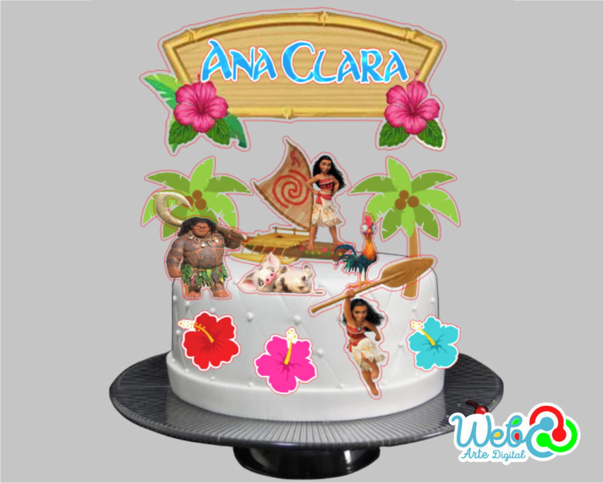 Topo de Bolo Moana - 596 - Arquivo de Corte Studio - Imagem 2