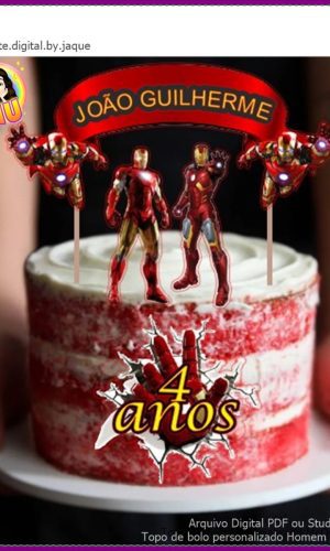 Arquivo Digital - Topo de Bolo Personalizado Homem de Ferro