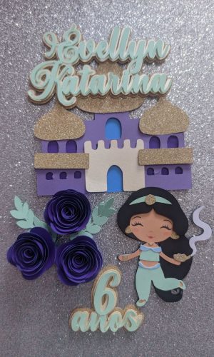 Arquivo Digital Topo de Bolo Princesa Jasmine em Camadas