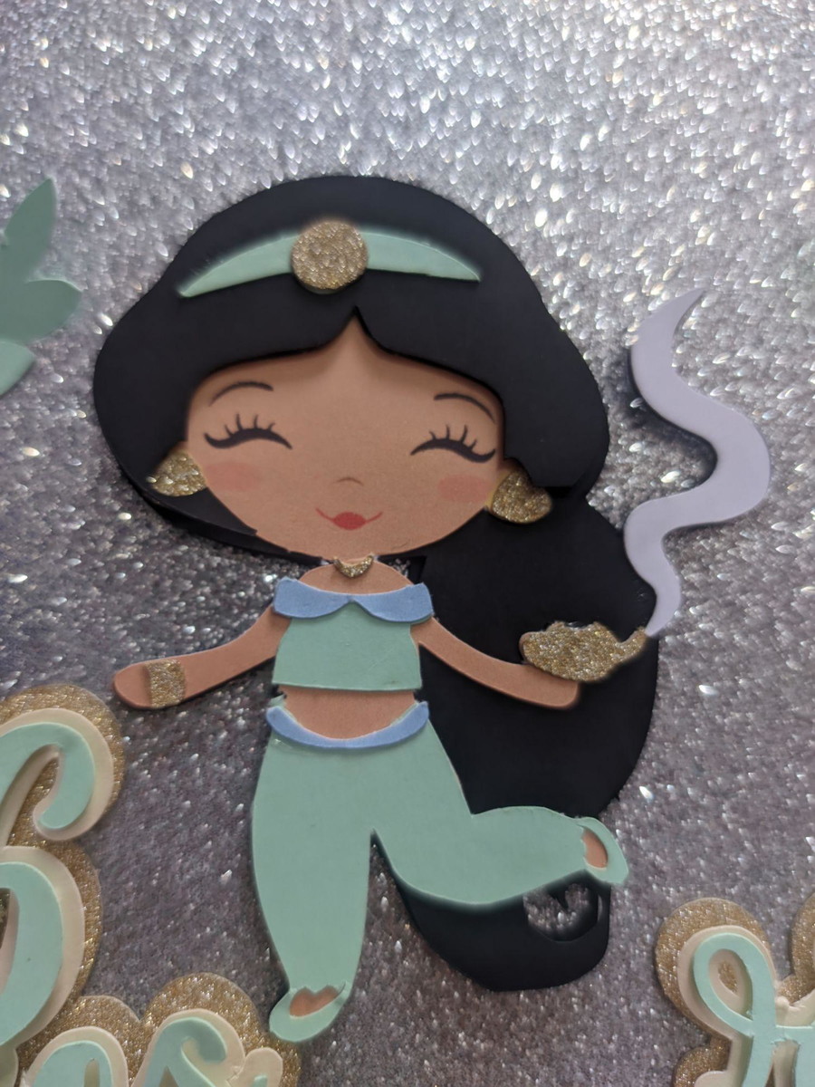 Arquivo Digital Topo de Bolo Princesa Jasmine em Camadas - Imagem 3