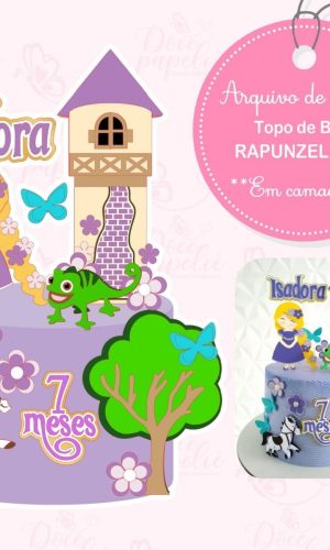Arquivo Digital Topo de Bolo Rapunzel Cute em 3d