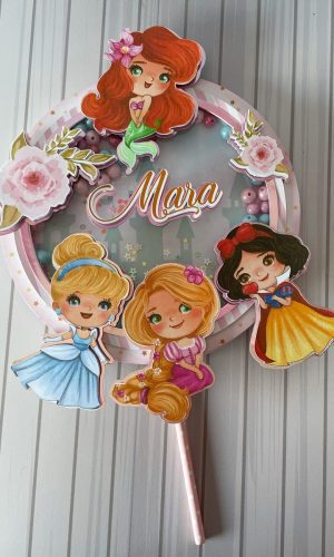 Arquivo Digital Topo de Bolo Shaker Acetato Princesas 9tm
