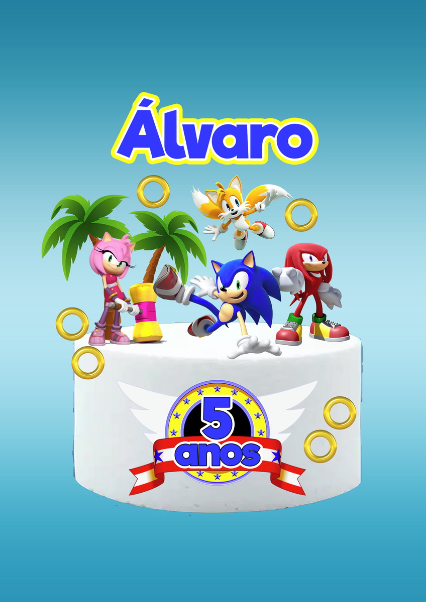 Arquivo digital Topo de bolo Sonic #2 PDF/JPG - Imagem 2