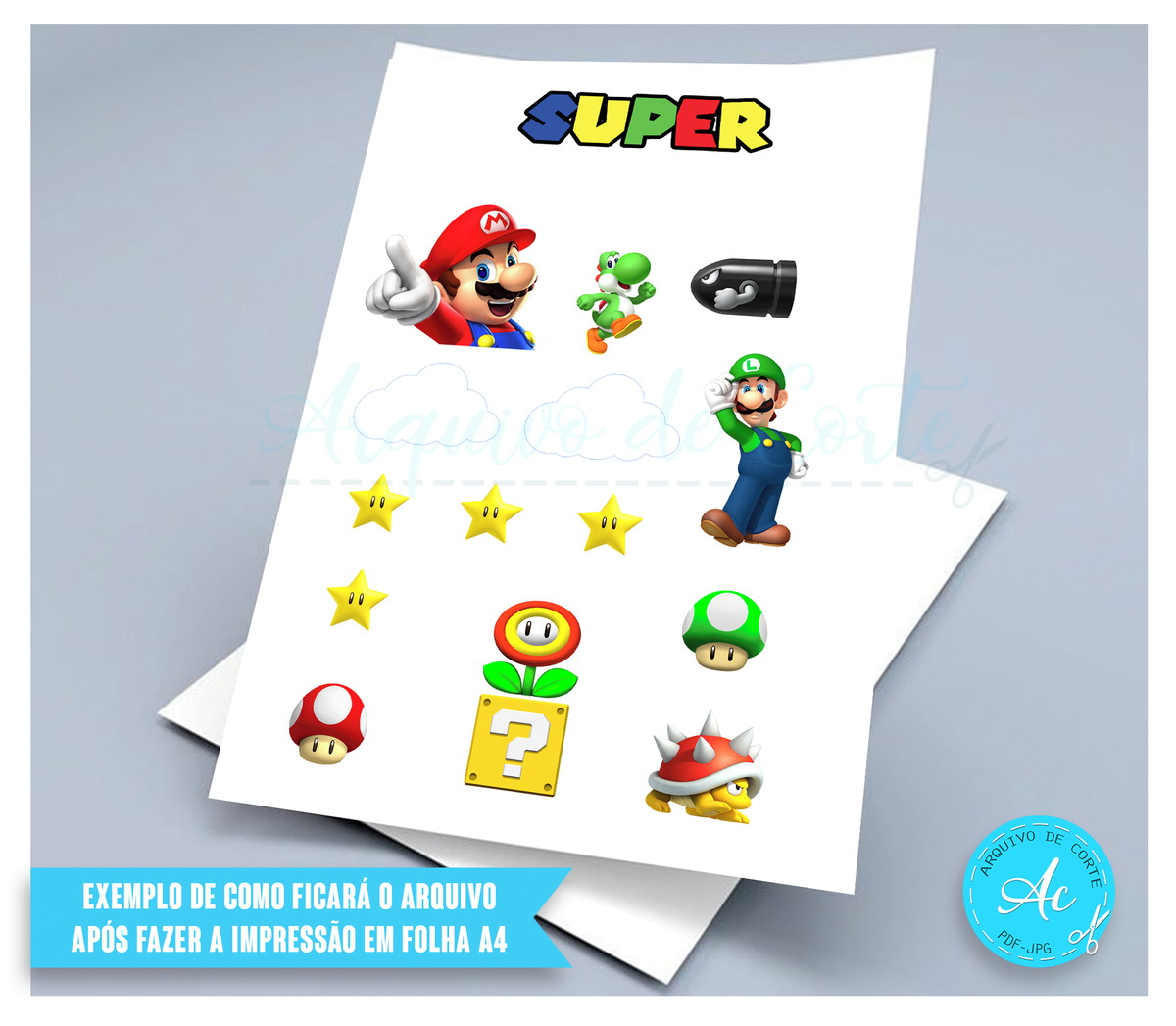 Arquivo Digital Topo de Bolo Super Mario #4 Pdf/jpg/png - Imagem 2