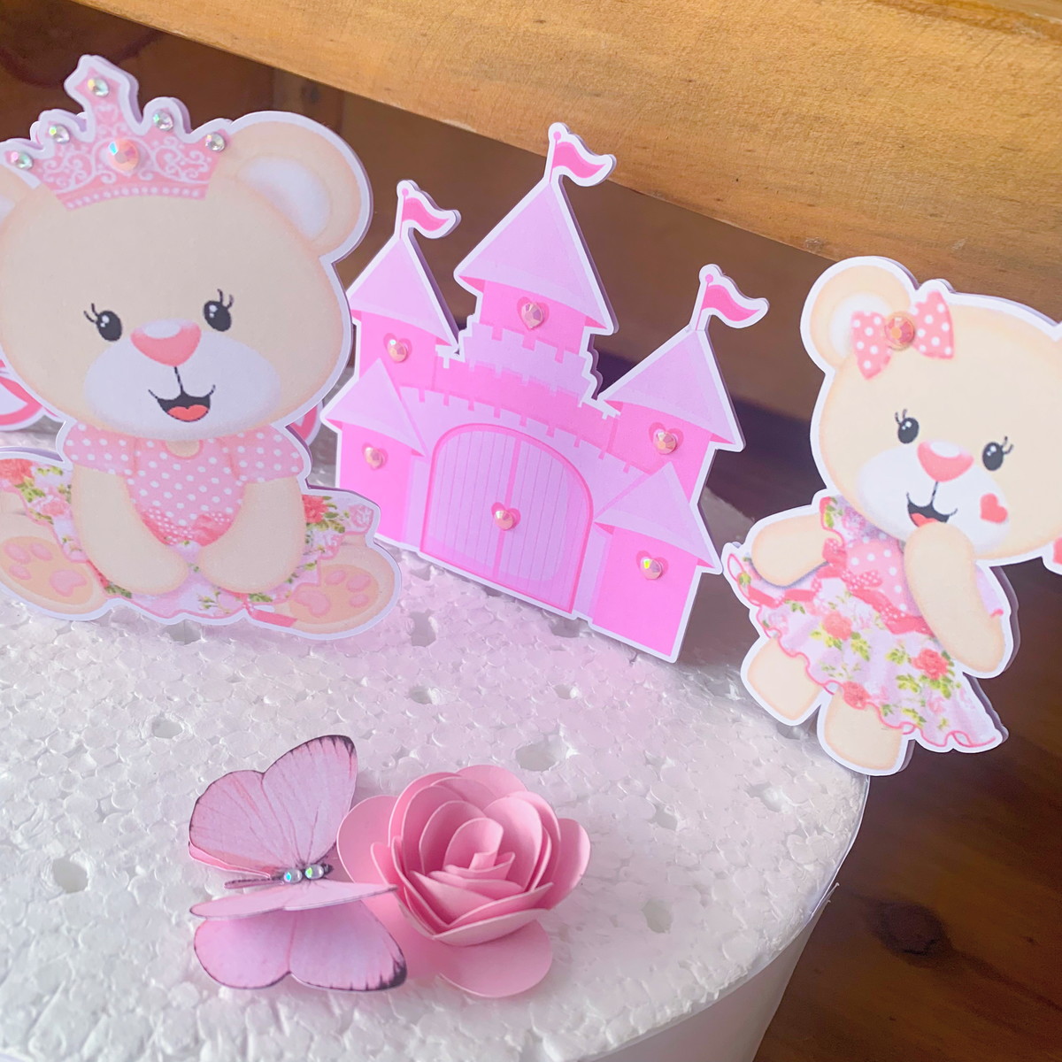 Arquivo Digital - Topo de Bolo Ursa Princesa Rosa - Imagem 2