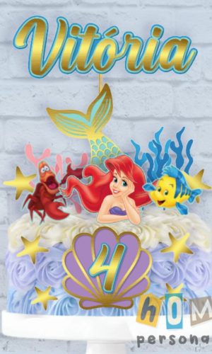 Arquivo Digital Topoo de Bolo 3d - Ariel Rabo de Sereia